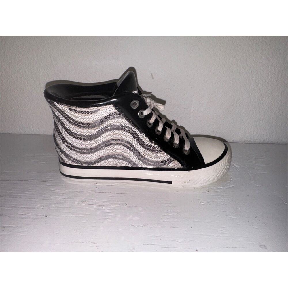 Vintage Star Point CONVERSE Black Silver Sequin SHOE Piggy Bank